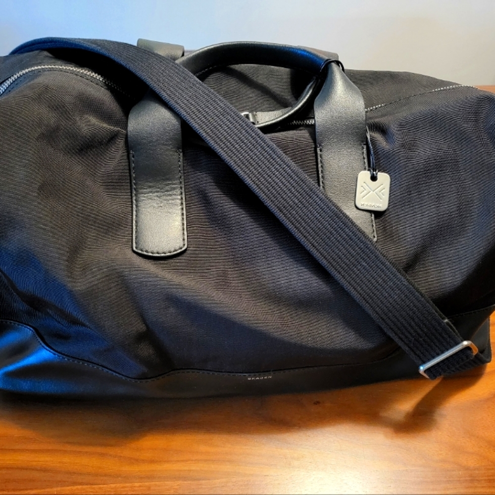 Skagen Brand Black Leather and Nylon Duffel